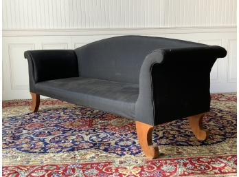 19th C. Country Empire Sofa, Gray Fabric Upholstery (CTF30)