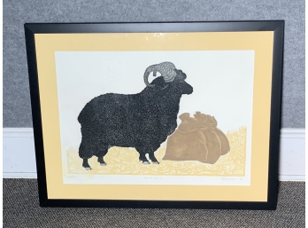 Lithograph Of A Ram Titled Yes Sir, Yes Sir