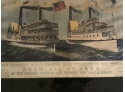 Currier & Ives Print Of Steamships (CTF10)