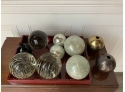 Lot Of Glass Balls And Swid Powell Bud Vases
