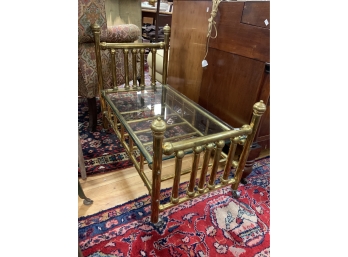 Childs-doll Size Brass Bed With Glass Top