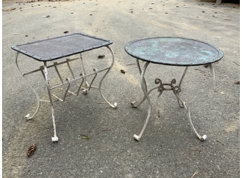 Two Great Vintage Iron And Copper Patio Stands (CTF 30)