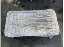 Vintage White Painted Wicker Settee And Coffee Table (CTF30)
