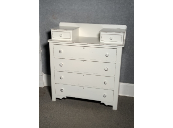Distressed White Painted Four Drawer Chest