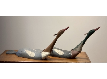 Two Hinged Painted Loon Decoys By Vernon Bryant