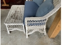 Vintage White Painted Wicker Settee And Coffee Table (CTF30)