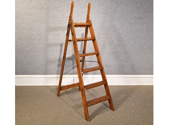Wood Folding Library Ladder By Simplex (CTF20)