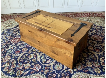 Pine Chest With Ship Decoration On Lid (CTF20)