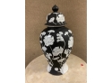 Scrolled Iron Base Tall Stand And Black & White Urn (CTF10)
