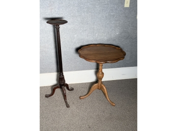 Carved Mahogany Fern Stand And A Pie Crust Stand