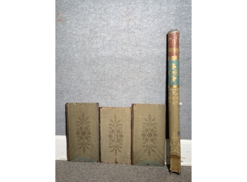 Three Architectural Stenciled Wood Panels And Painted Tin Organ Pipe