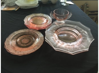 Lot Of Pink Depression Glassware