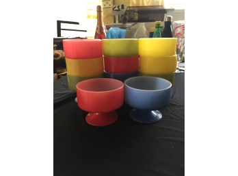 Set Of Multi-Colored Vintage Dessert Bowls