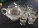 Set Of 6 Small Juice Glasses And Matching Pitcher
