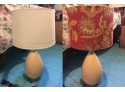 ONE (1)  26' Beige Lamp, Includes  2 Lampshades - Cream And Red Floral