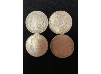 4 Morgan Silver Dollars 1890, 1897, 1900, 1921