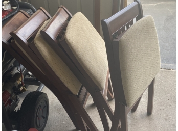 Four Wood With Cushion Folding Chairs