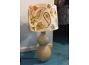 ONE (1)  28' Beige Ceramic Lamp, Includes 2 Lampshades - Paisley And Red