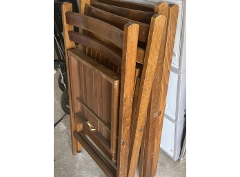 Four Wood Folding Chairs