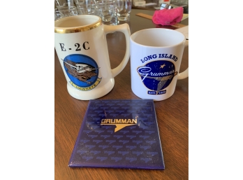 Lot Of 2 Grumman Mugs And Booklet