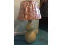 ONE (1)  28' Beige Ceramic Lamp, Includes 2 Lampshades - Paisley And Red