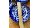 Set Of Antique Flow Blue Plates Small . Assorted Sizes