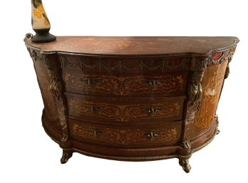 Beautiful Inlaid  Marquetry Wood Chest With Side Cabinets