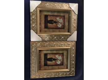 Gold Framed Floral Pictures