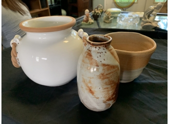 Lot Of 3 Clay Containers