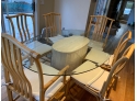 Glass Top Dining Table   6 Rattan Chairs