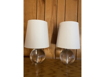 Pair Of Heavy Leaded Glass Lamps