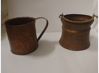 Handcrafted Copper Mug & Handcrafted Copper Pot With Brass Bell