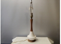 Mid-century Wood And Pottery Table Lamp
