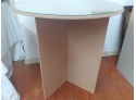 Round Particle Board 3 Part Display Table With Glass Top