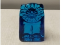 Mid-century Blue Glass Lion Figure