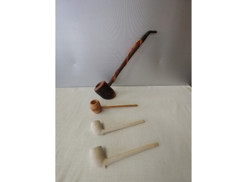 Antique Wooden And Clay Pipes