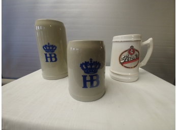 Stroh's And Hofbrau Beer Mugs