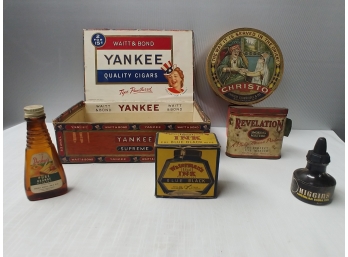7 Piece Advertising Wash To Include Crystal Brand Fruit Box And Wait And Bond Yankee Quality Cigars Box