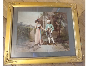 Colorful Lithograph Of Man And Woman Pondering Find Ullman Manufacturing