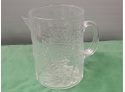 Mid-century Modern Tree Life Decorated Water Pitcher With Applied Handle