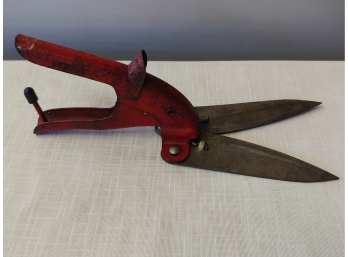 Pair Of Vintage Red-handled Steel Garden Shears