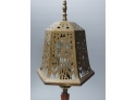 Art Deco Brass-bound Brass And Catalan Table Lamp With Pierced Brass Shade