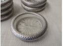 Set Of 6 Mid-century Aluminum Wrapped Glass Drink Coasters