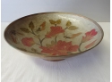 6 1/2 Inch Solid Brass And Enamel Penco Bowl Decorated With Flowers And Butterflies