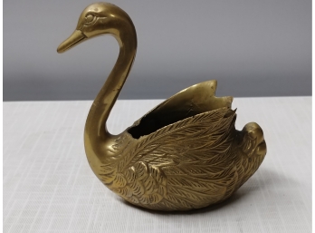 Small Brass Swan Planter