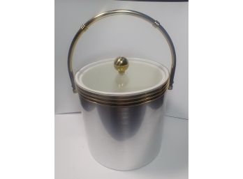 Vintage Barware Brass And Aluminum Finish Ice Bucket