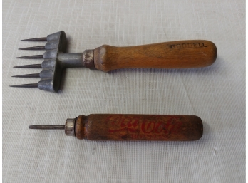 Goodell Antique Ice Shave And Coca-Cola Advertising Ice Pick As Is