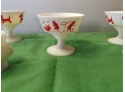 5 Depression Era Milk Glass Pieces To Include Pedestal Dessert Dishes With Scotty Dog And Pig Decals