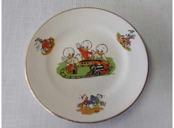 Stavangerflint 5 In 1/4 Inch Child's Plate With Walt Disney Scene Of Ducks Playing With Train Set