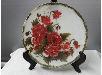 11 Inch Victorian Hand Blown Hand-painted Floral Decorated Plate